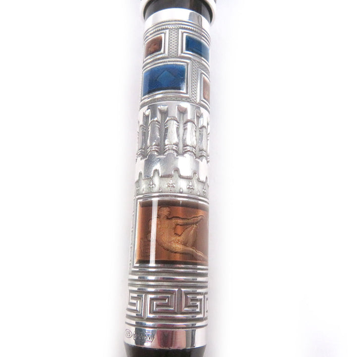 極美品□Montegrappa モンテグラッパ ヴィンテージ L.E. 2000 Human Civilization SV925 ペン先18K Mニブ 超希少 万年筆 ブラウン系