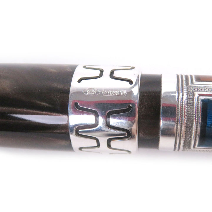 極美品□Montegrappa モンテグラッパ ヴィンテージ L.E. 2000 Human Civilization SV925 ペン先18K Mニブ 超希少 万年筆 ブラウン系
