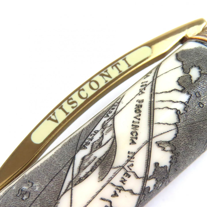 美品△Visconti ヴィスコンティ V55652 アメリゴ ベスプッチ 世界500本限定品 070/500 ペン先23KPd 万年筆 Fニブ アイボリー グレー