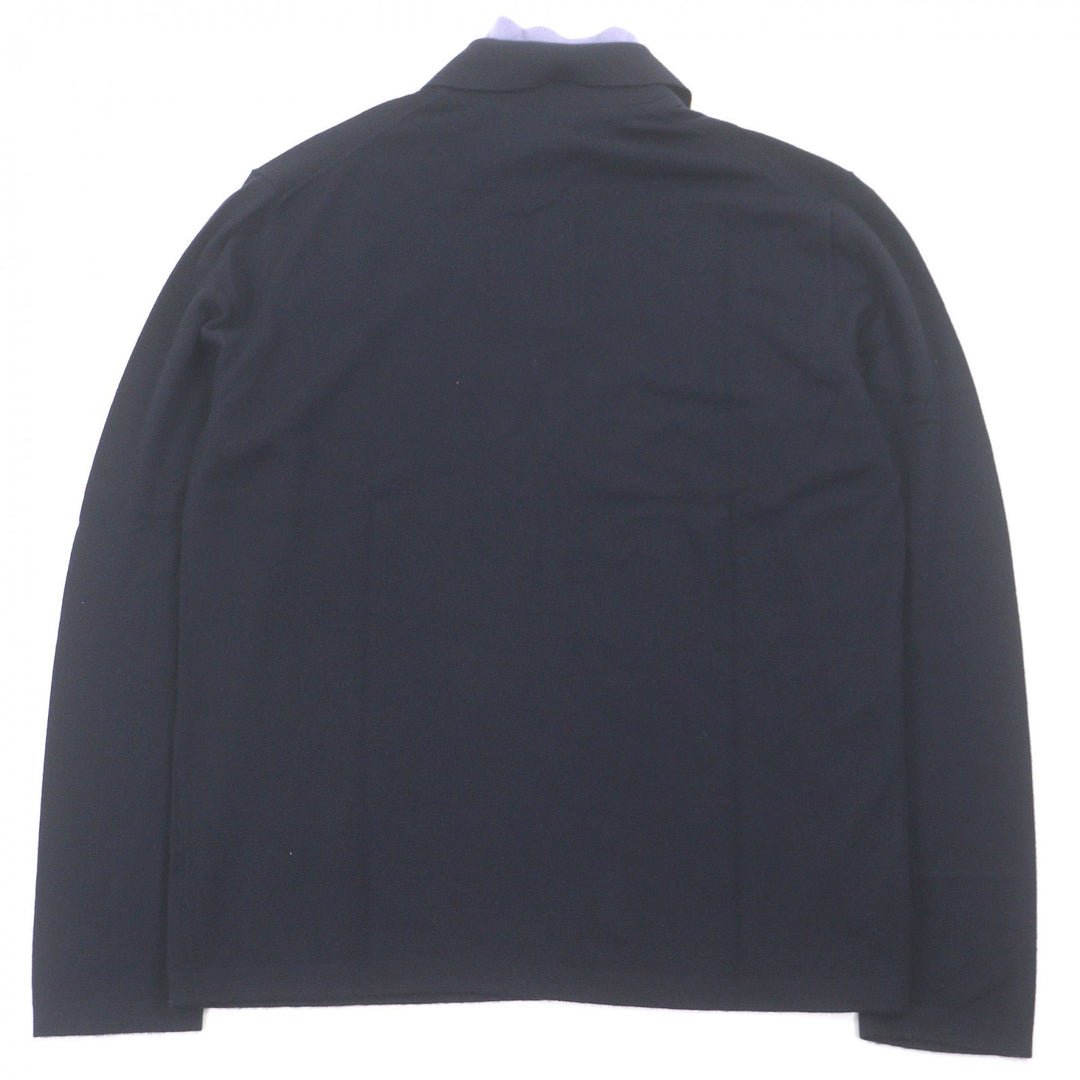 極美品□HERMES エルメス カシミヤ100％ ハーフジップ ドッキングデザイン 薄手 ニットポロ セーター ネイビー L イタリア製 正規品