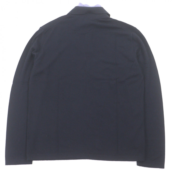 極美品□HERMES エルメス カシミヤ100％ ハーフジップ ドッキングデザイン 薄手 ニットポロ セーター ネイビー L イタリア製 正規品