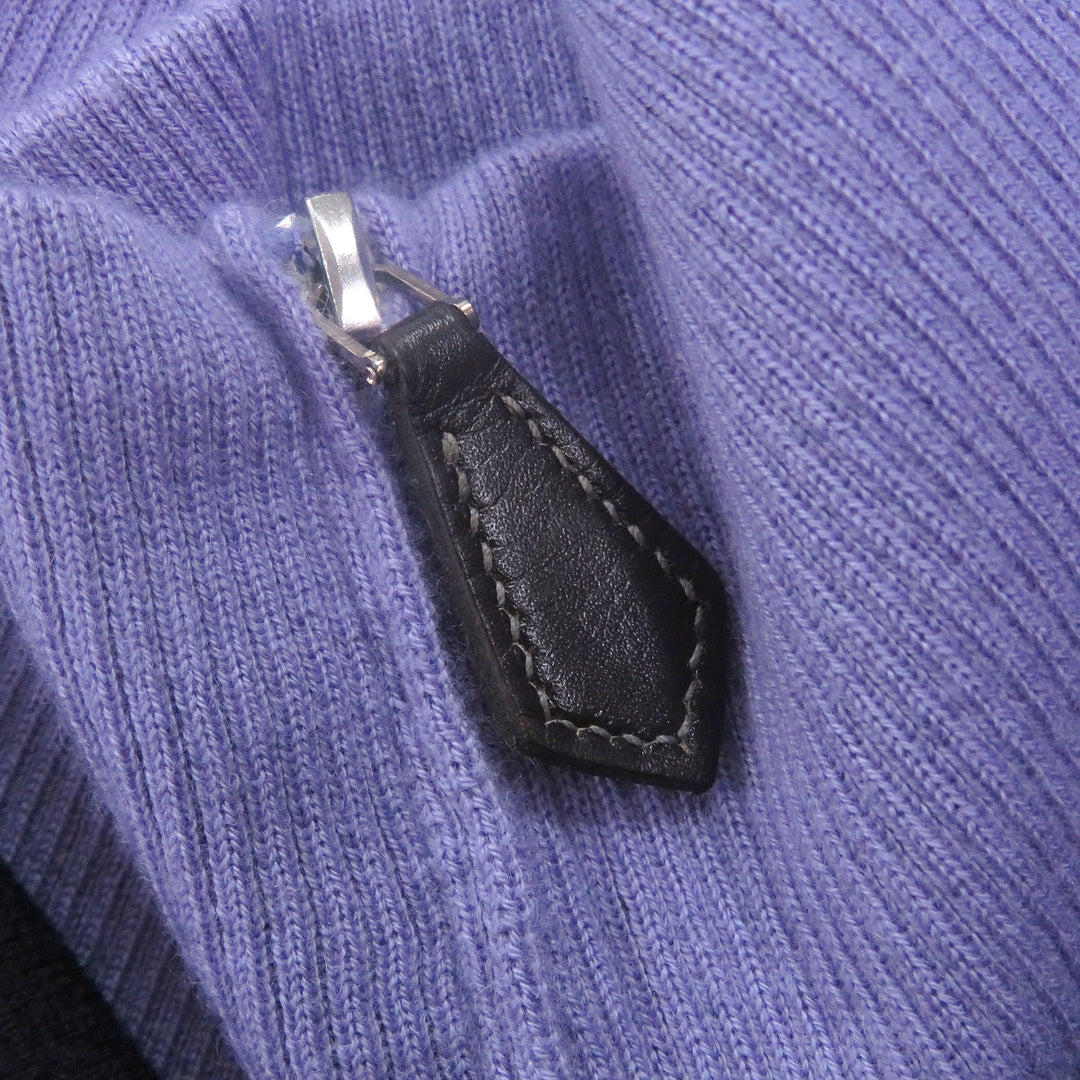 極美品□HERMES エルメス カシミヤ100％ ハーフジップ ドッキングデザイン 薄手 ニットポロ セーター ネイビー L イタリア製 正規品