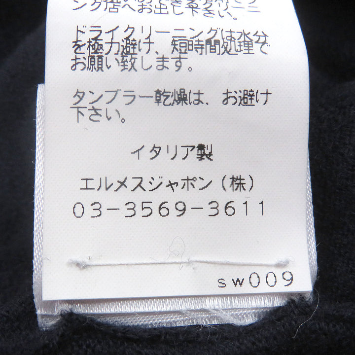 極美品□HERMES エルメス カシミヤ100％ ハーフジップ ドッキングデザイン 薄手 ニットポロ セーター ネイビー L イタリア製 正規品