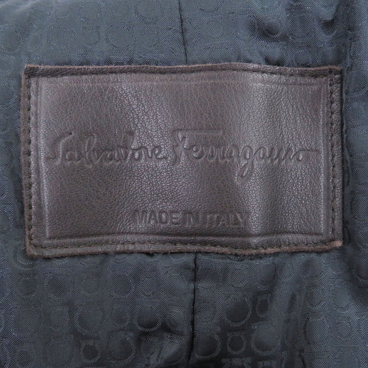美品□Salvatore Ferragamo サルヴァトーレフェラガモ バージンウール ロゴボタン 中綿入り ダブルブレスト ピーコート 54 伊製 正規品