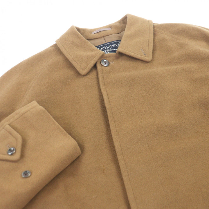 美品□Burberrys バーバリー ヴィンテージ ウール カシミヤ フライフロント ステンカラーコート ロングコート ベージュ 94-175-6 メンズ