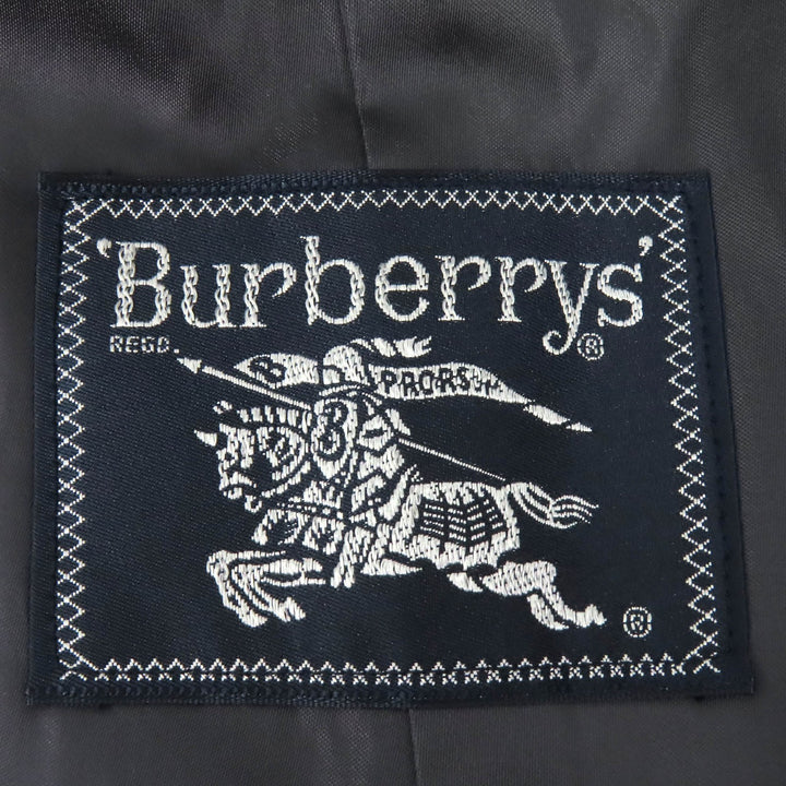 美品△Burberrys バーバリー ヴィンテージ カシミヤ ウール ロング ステンカラーコート チャコールグレー 90 165 メンズ シンプル◎