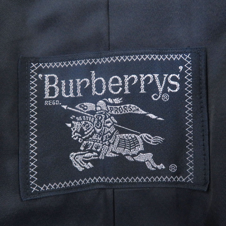 美品□Burberrys バーバリー カシミヤ混 フライフロント ステンカラーコート ロングコート ネイビー 94-175-6 日本製 メンズオススメ◎