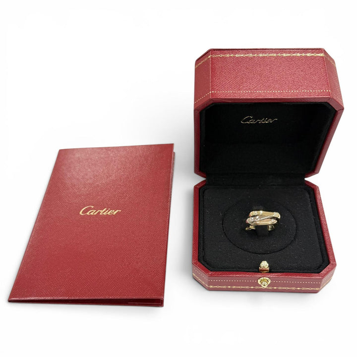 極美品◇Cartier カルティエ 550AZR トリニティ クラシック クッション リング AU750(YG PG WG) 25年3月購入 46 (JP4号相当) 重量7.88g
