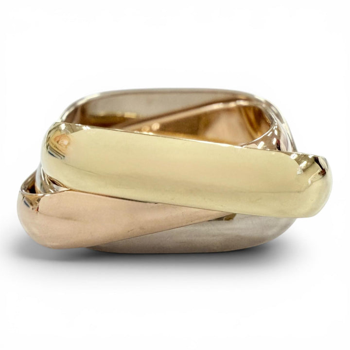 極美品◇Cartier カルティエ 550AZR トリニティ クラシック クッション リング AU750(YG PG WG) 25年3月購入 46 (JP4号相当) 重量7.88g