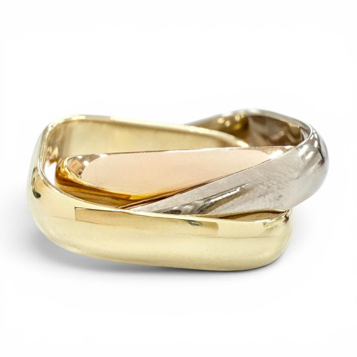 極美品◇Cartier カルティエ 550AZR トリニティ クラシック クッション リング AU750(YG PG WG) 25年3月購入 46 (JP4号相当) 重量7.88g
