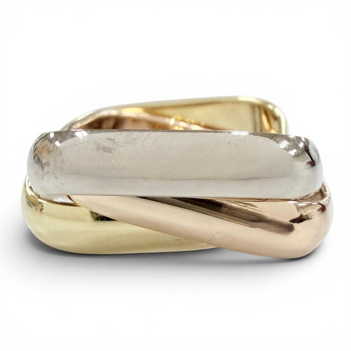 極美品◇Cartier カルティエ 550AZR トリニティ クラシック クッション リング AU750(YG PG WG) 25年3月購入 46 (JP4号相当) 重量7.88g