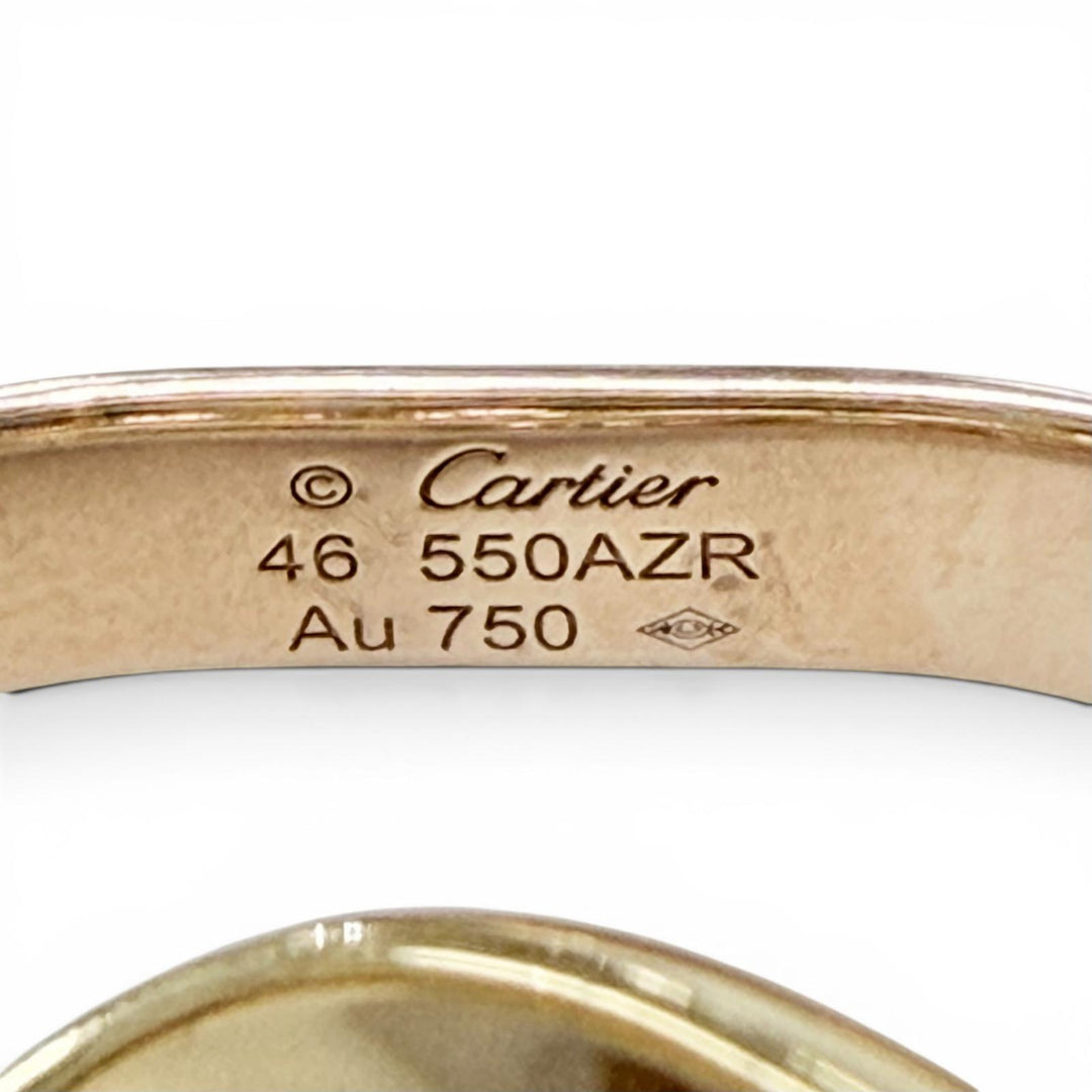 極美品◇Cartier カルティエ 550AZR トリニティ クラシック クッション リング AU750(YG PG WG) 25年3月購入 46 (JP4号相当) 重量7.88g