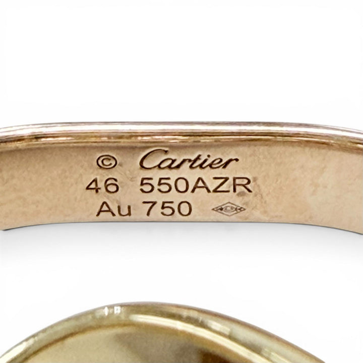 極美品◇Cartier カルティエ 550AZR トリニティ クラシック クッション リング AU750(YG PG WG) 25年3月購入 46 (JP4号相当) 重量7.88g