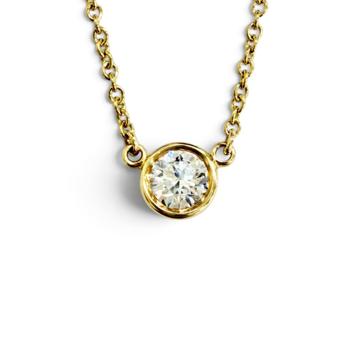極美△TIFFANY&amp;Co. ティファニー 30117719 バイザヤード 1Pダイヤ ペンダント ネックレス 750(YG) 約0.18ct イエローゴールド 重量1.98g