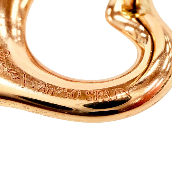 極美品◇TIFFANY&amp;Co. ティファニー オープン ハート スタッド ピアス AU750(PG) 2025年4月購入 11mm スペイン製 重量2.78g 箱・保存袋付