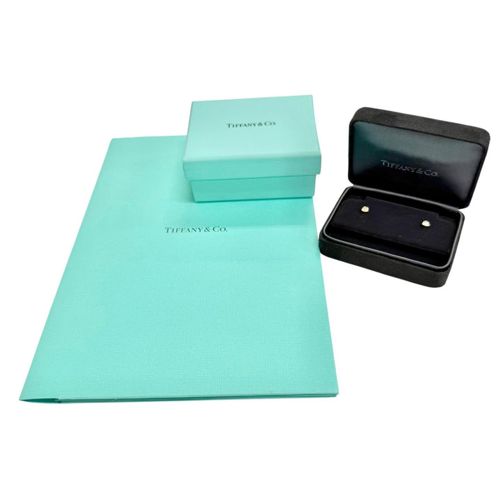 極美品△TIFFANY&amp;Co. ティファニー 34468117 バイザヤード ダイヤモンド ピアス AU750(YG) 0.19 I VVS1 3EX NONE イエローゴールド 1.72g
