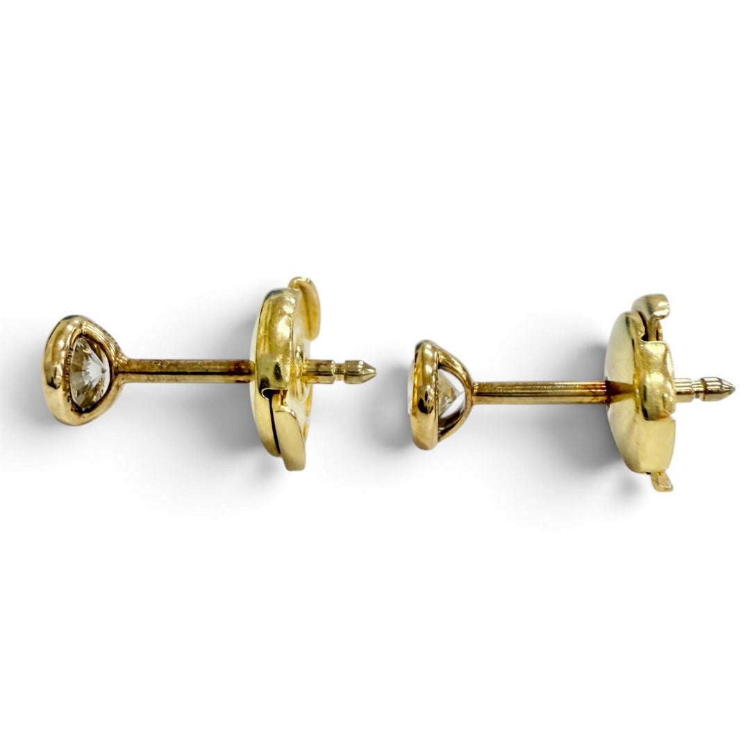極美品△TIFFANY&amp;Co. ティファニー 34468117 バイザヤード ダイヤモンド ピアス AU750(YG) 0.19 I VVS1 3EX NONE イエローゴールド 1.72g