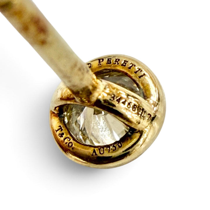 極美品△TIFFANY&amp;Co. ティファニー 34468117 バイザヤード ダイヤモンド ピアス AU750(YG) 0.19 I VVS1 3EX NONE イエローゴールド 1.72g