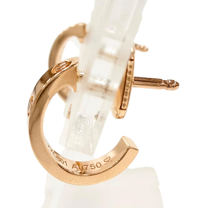 極美品◇Cartier カルティエ KXO801 LOVE ミニラブ フープ イヤリング スモールモデル AU750(PG) ピアス ピンクゴールド 重量3.44g