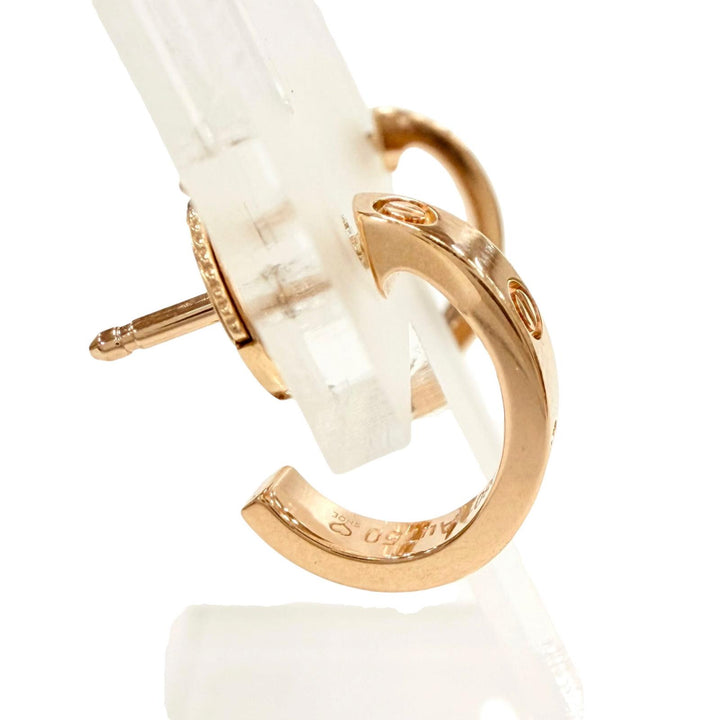 極美品◇Cartier カルティエ KXO801 LOVE ミニラブ フープ イヤリング スモールモデル AU750(PG) ピアス ピンクゴールド 重量3.44g