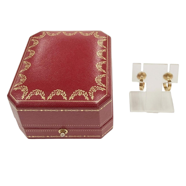 極美品◇Cartier カルティエ AXN851 LOVE ミニラブ フープ イヤリング スモールモデル 750(PG) ピアス 重量3.38g レディース ケース付き