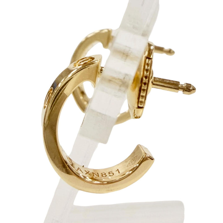 極美品◇Cartier カルティエ AXN851 LOVE ミニラブ フープ イヤリング スモールモデル 750(PG) ピアス 重量3.38g レディース ケース付き