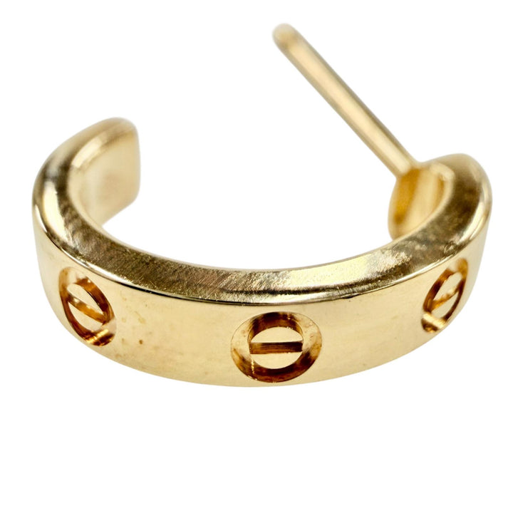 極美品◇Cartier カルティエ AXN851 LOVE ミニラブ フープ イヤリング スモールモデル 750(PG) ピアス 重量3.38g レディース ケース付き