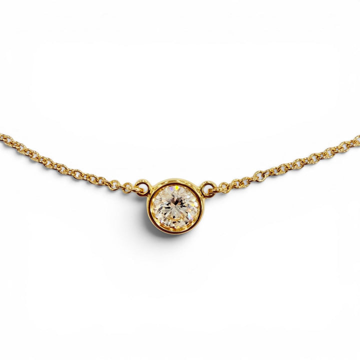 極美品◇TIFFANY&amp;Co. ティファニー 30883543 バイザヤード AU750(YG) ダイヤ1P 約0.18ct 直径約5.30mm ネックレス 重量2.04g レディース