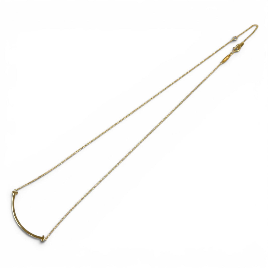 美品★TIFFANY&amp;Co. ティファニー ティファニーT スマイルペンダント スモール AU750（YG) ネックレス イエローゴールド 重量2.86g