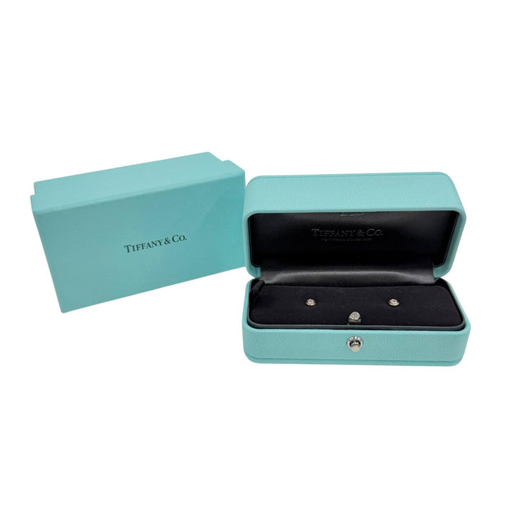 極美品◇TIFFANY&amp;Co. ティファニー バイザヤード AU750(PG) ダイヤ2P 計0.14ct 直径約4.50mm 25年10月購入 ピアス 重量1.47g 箱付き