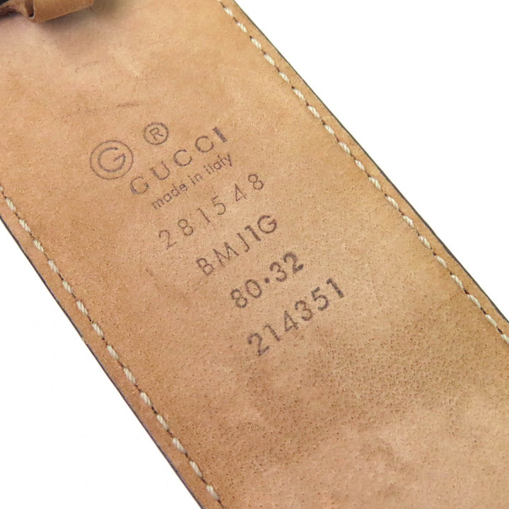 美品△GUCCI グッチ 281548 マイクログッチシマ レザー ベルト レッド系 ゴールド金具 80/32 イタリア製 メンズ オススメ◎