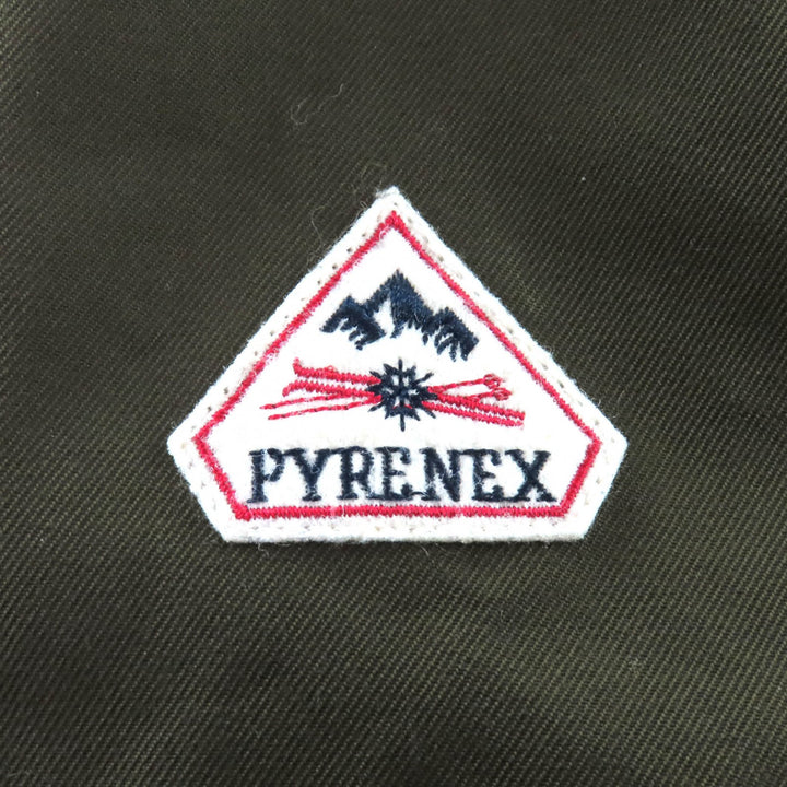美品★Pyrenex ピレネックス BORDEAUX ラクーンファー・フード・ロゴワッペン付 比翼仕立て ダウンコート カーキ 38 ブルガリア製 正規品