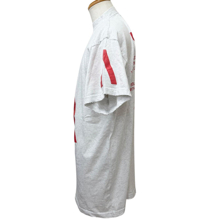 極美品□BALENCIAGA バレンシアガ 24SS 739028 ダメージ加工 Limited Edition 116/1000 半袖Ｔシャツ ライトグレー レッド 1 正規品