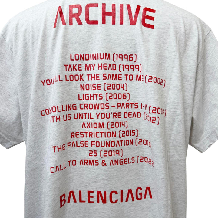 極美品□BALENCIAGA バレンシアガ 24SS 739028 ダメージ加工 Limited Edition 116/1000 半袖Ｔシャツ ライトグレー レッド 1 正規品
