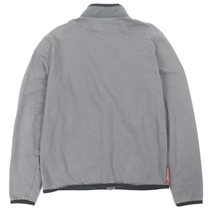 美品▼PRADA プラダ SJC547 スタンドカラー 切替デザイン ZIP トラックジャケット ブルゾン ナイロンジャケット グレー XL 正規品 メンズ