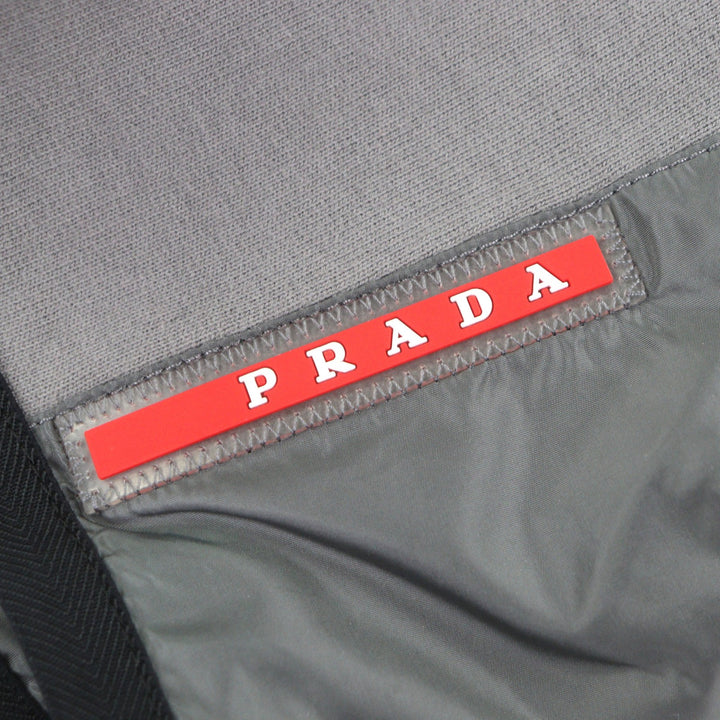 美品▼PRADA プラダ SJC547 スタンドカラー 切替デザイン ZIP トラックジャケット ブルゾン ナイロンジャケット グレー XL 正規品 メンズ