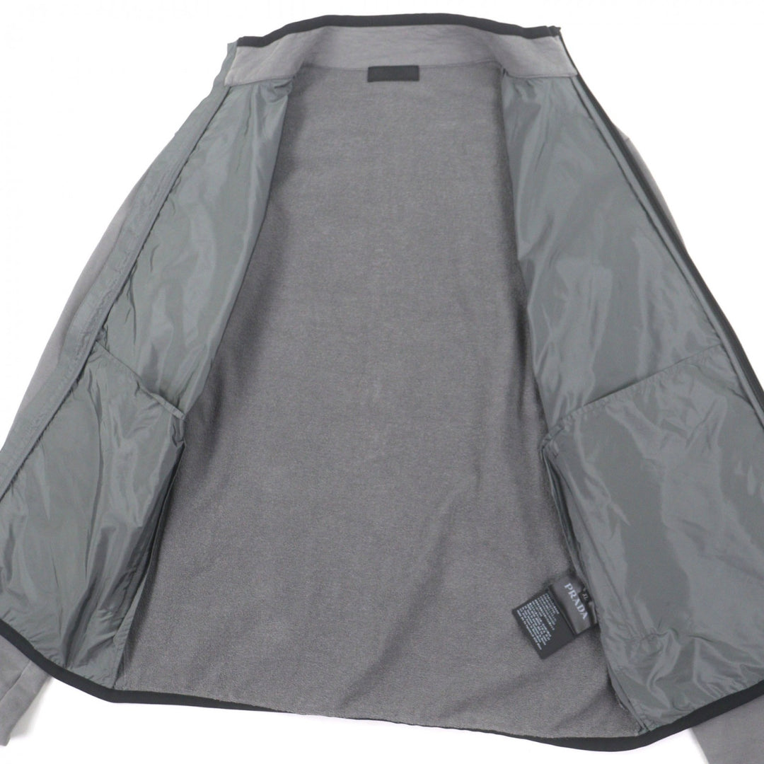 美品▼PRADA プラダ SJC547 スタンドカラー 切替デザイン ZIP トラックジャケット ブルゾン ナイロンジャケット グレー XL 正規品 メンズ