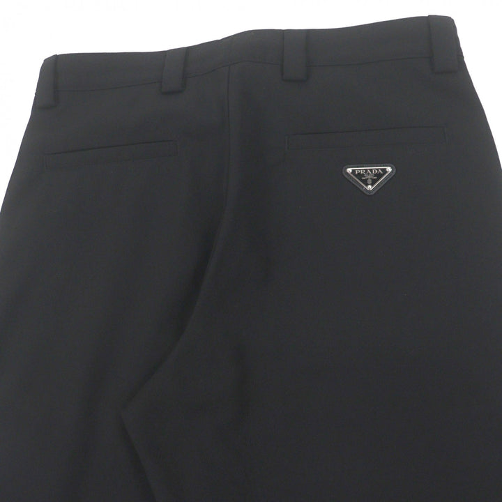 極美品▼PRADA プラダ 2022年製 SPH255 バージンウール シルク使い トライアングルロゴ 三角プレート ラインパンツ スラックス 46 正規品