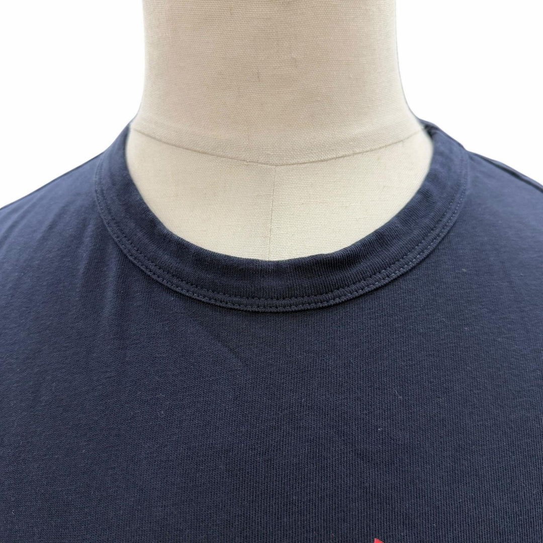 美品▼MONCLER モンクレール 21SS F20918C78410 ロゴプリント クルーネック ショートスリーブ 半袖Ｔシャツ ネイビー L 正規品 メンズ
