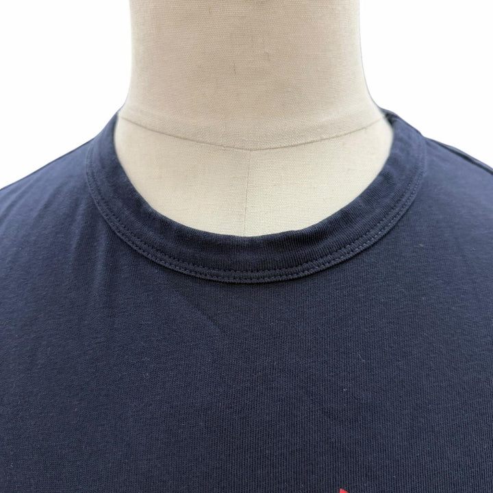 美品▼MONCLER モンクレール 21SS F20918C78410 ロゴプリント クルーネック ショートスリーブ 半袖Ｔシャツ ネイビー L 正規品 メンズ