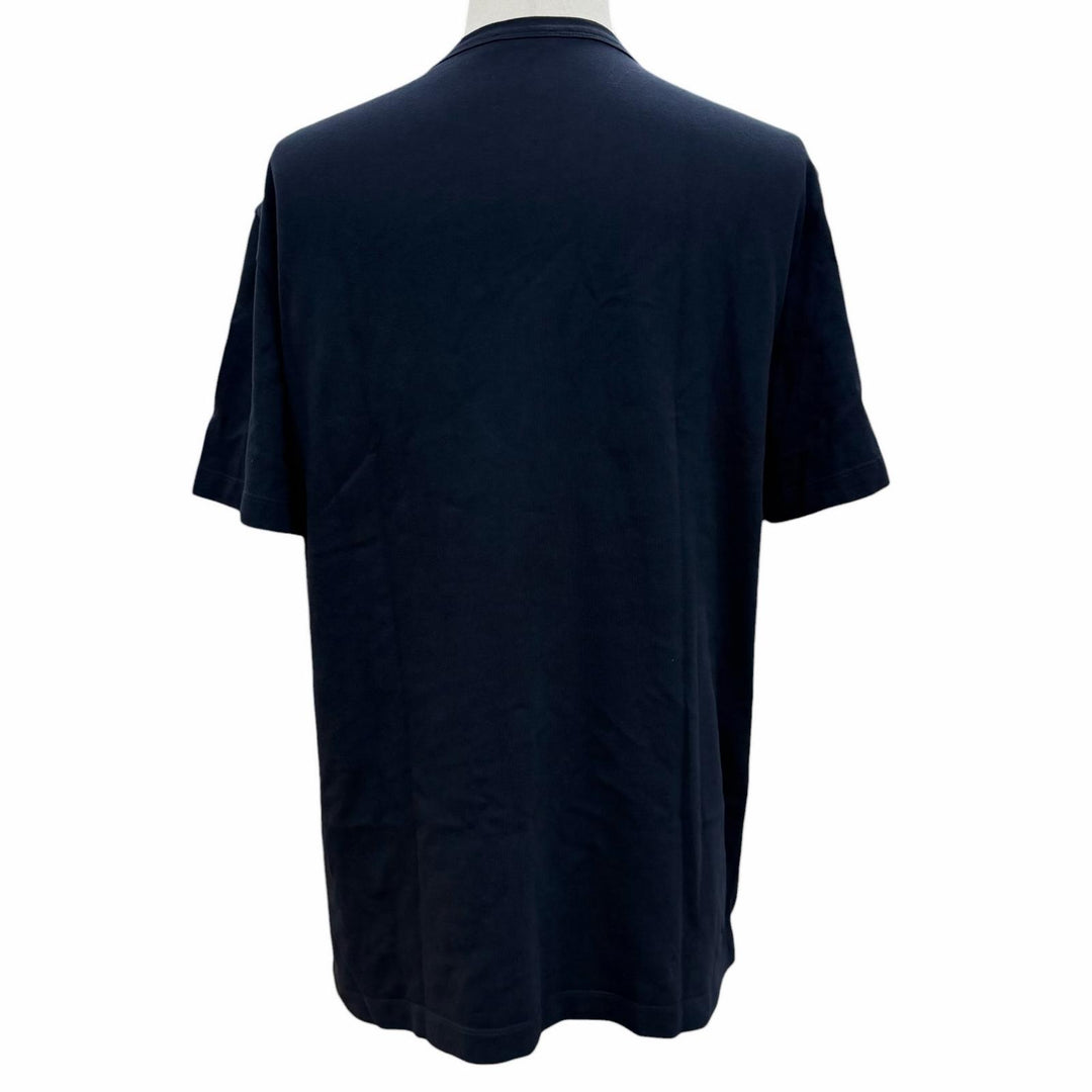 美品▼MONCLER モンクレール 21SS F20918C78410 ロゴプリント クルーネック ショートスリーブ 半袖Ｔシャツ ネイビー L 正規品 メンズ