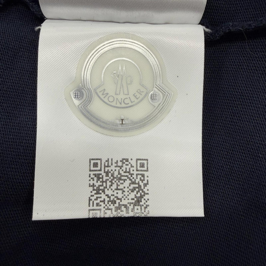 美品▼MONCLER モンクレール 21SS F20918C78410 ロゴプリント クルーネック ショートスリーブ 半袖Ｔシャツ ネイビー L 正規品 メンズ