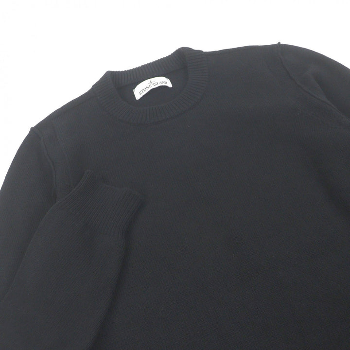 美品□STONE ISLAND ストーンアイランド 24AW 8115508A3 ロゴワッペン ロングスリーブニット 長袖 セーター ブラック M 正規品 メンズ