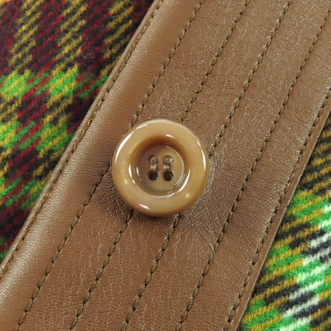 極美品△GUCCI グッチ 609030 チェック柄 裏地GG柄 ホースビット フード付き ロング ウールコート ブラウン系 グリーン系 40 伊製 正規品
