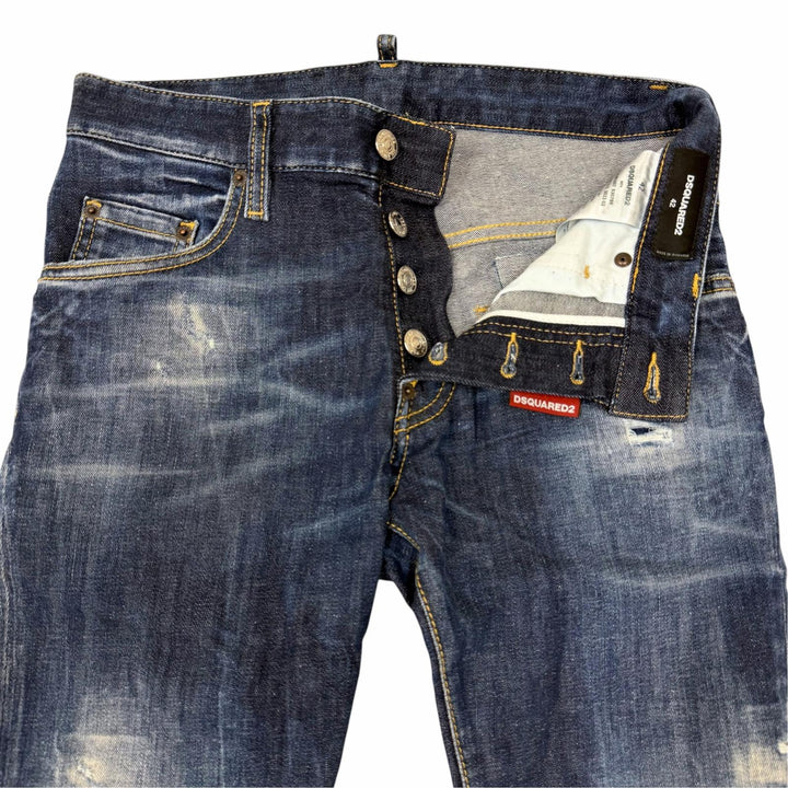 【ドンドン見直し】美品□DSQUARED2 ディースクエアード 23AW S74LB1337 Super Twinky Jean ダメージ加工 デニムパンツ ブルー 42 正規品