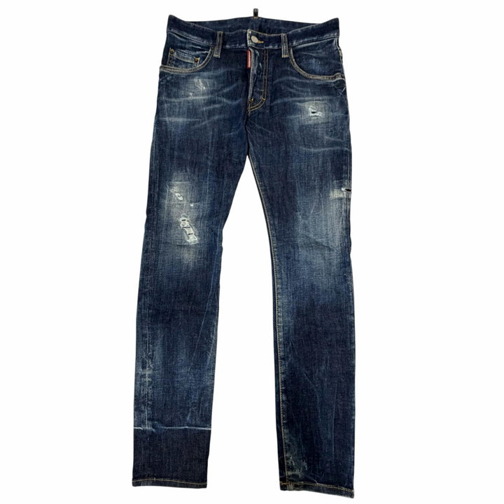【ドンドン見直し】美品□DSQUARED2 ディースクエアード 23AW S74LB1337 Super Twinky Jean ダメージ加工 デニムパンツ ブルー 42 正規品