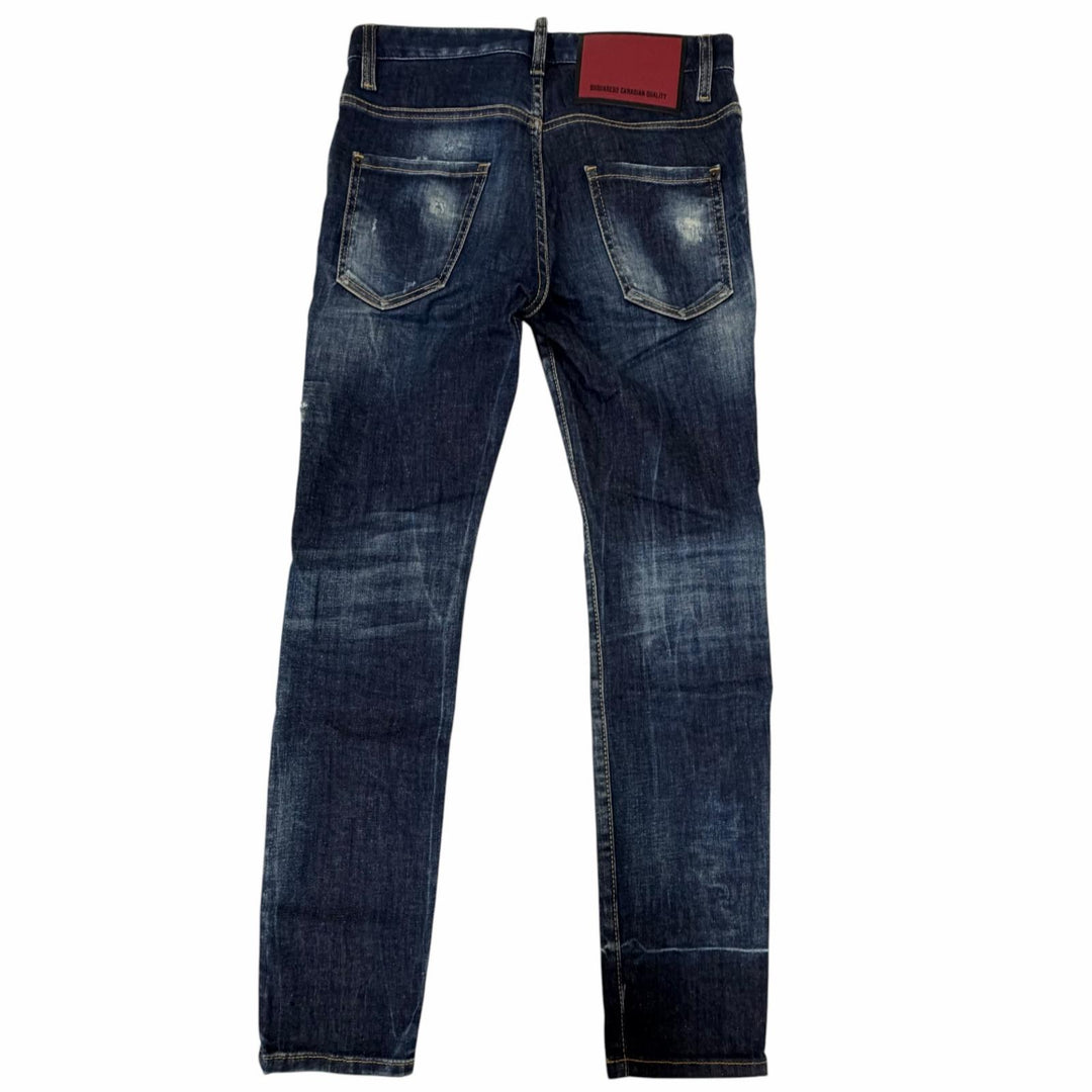 【ドンドン見直し】美品□DSQUARED2 ディースクエアード 23AW S74LB1337 Super Twinky Jean ダメージ加工 デニムパンツ ブルー 42 正規品
