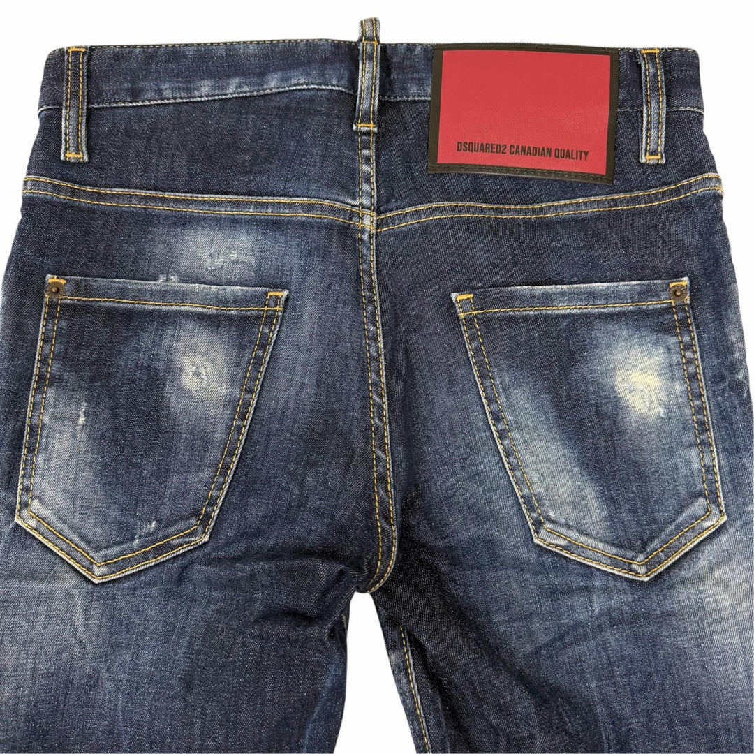 【ドンドン見直し】美品□DSQUARED2 ディースクエアード 23AW S74LB1337 Super Twinky Jean ダメージ加工 デニムパンツ ブルー 42 正規品