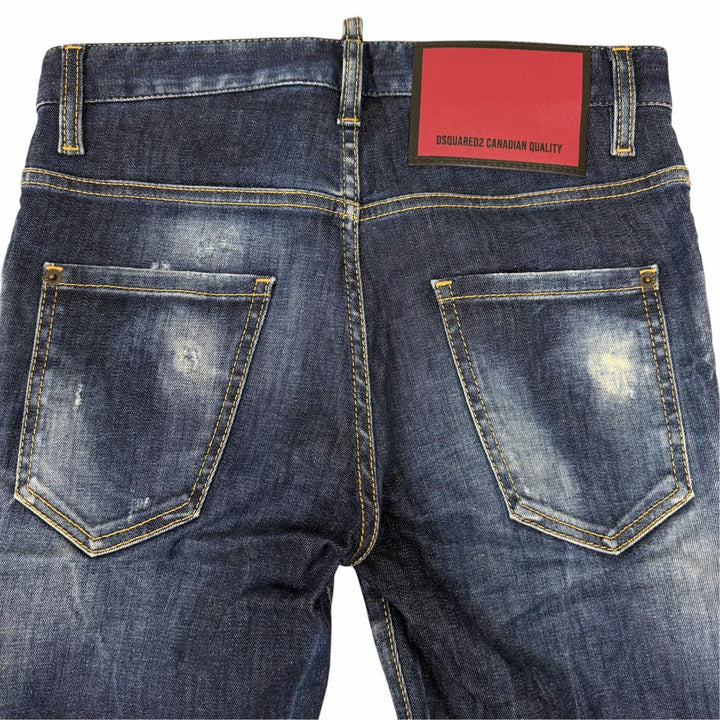 【ドンドン見直し】美品□DSQUARED2 ディースクエアード 23AW S74LB1337 Super Twinky Jean ダメージ加工 デニムパンツ ブルー 42 正規品