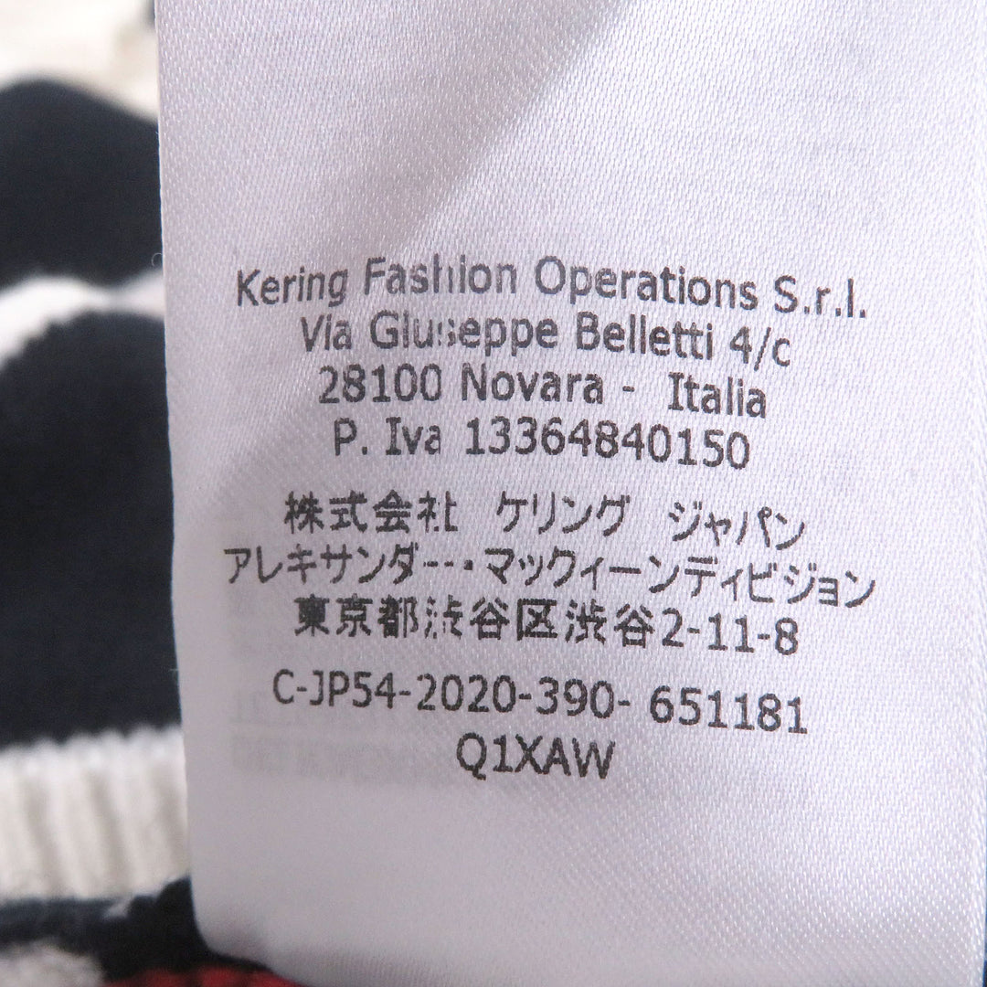 美品□アレキサンダーマックイーン 20AW 651181 カシミヤ混 ボーダー Vネック ロングスリーブニット セーター ブラック S 伊製 正規品